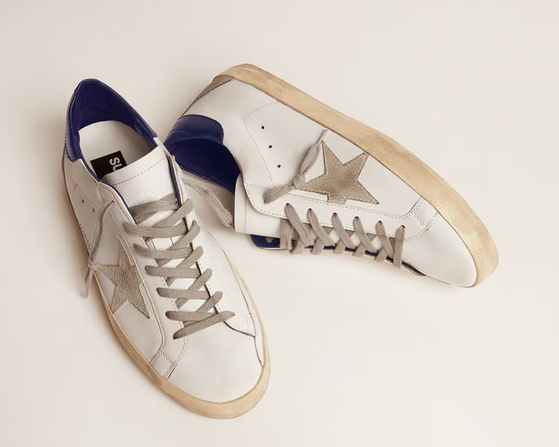 Golden Goose Women's Super-Star Sneakers with Suede Star and Blue Heel Tab