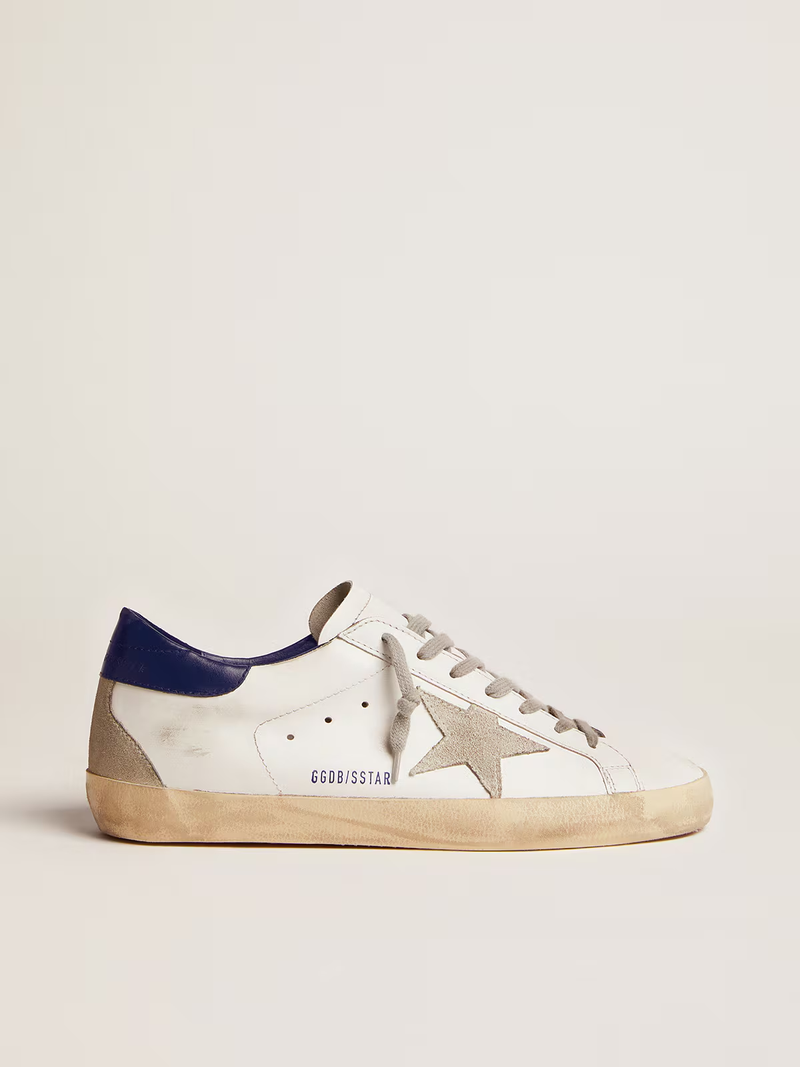 Golden Goose Women's Super-Star Sneakers with Suede Star and Blue Heel Tab