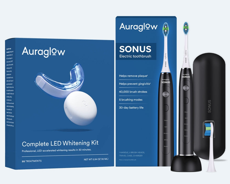 AuraGlow Teeth Whitening Kit and Sonus Electric Toothbrush
